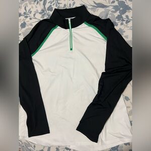 BELYN KEY WOMEN'S SOPHIA LONG SLEEVE 1/4 ZIP GOLF TOP SZ XL WHITE BLACK
